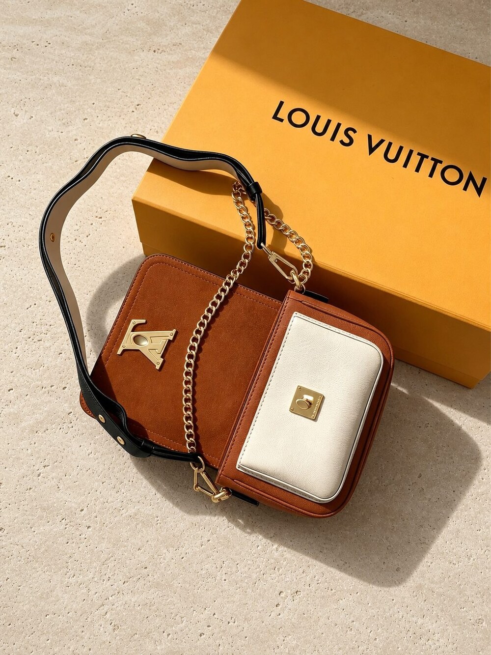 Louis Vuitton Lockme Tender Brown Grained Leather Shoulder Bag - Picture 2 of 7